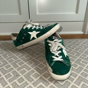 Golden Goose Velvet Green Sneakers